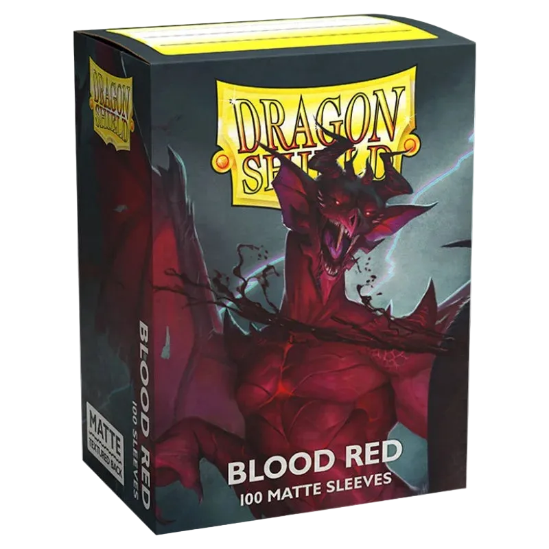 Dragon Shield - Standard Size Matte Sleeves (100 Sleeves) - Blood Red / Rød