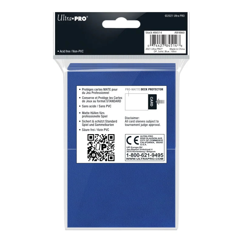 Ultra Pro - Standard Sleeves - Pro Matte (100 Sleeves) - Blue / Blå